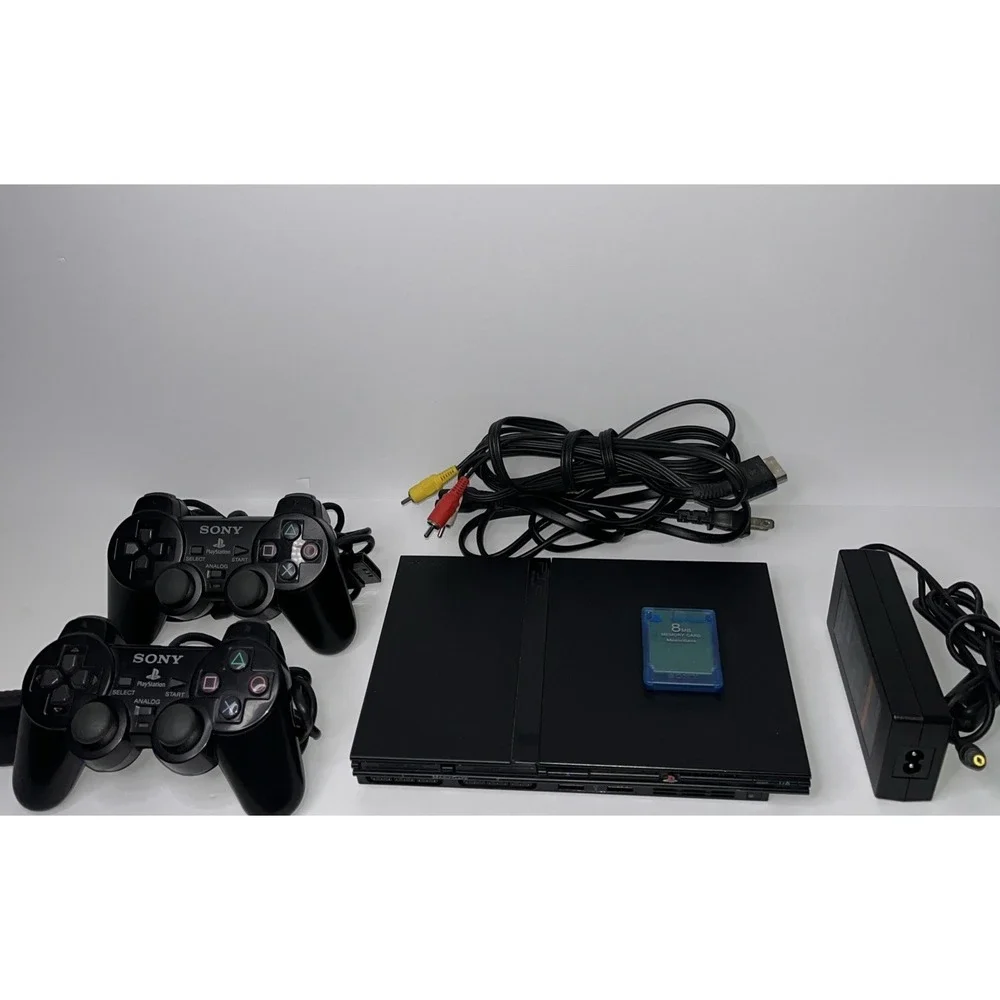 Sony playstation 2 PS2 Slim SCPH-75001 Complete Console Bundle OEM 2 Controllers